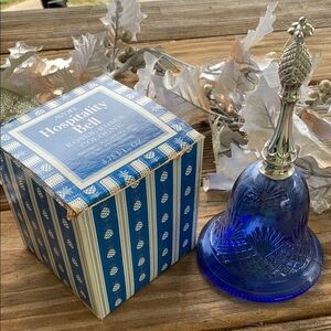 Vintage Avon Hospitality Bell Cologne - Blue and Silver